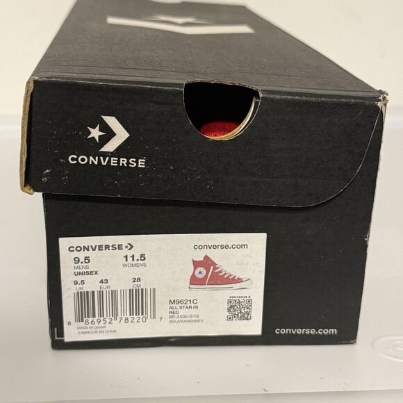 Converse Chuck Taylor All Star Hi High Top Shoes Mens 9.5 Womens 11.5 Red Canvas - Picture 10 of 10